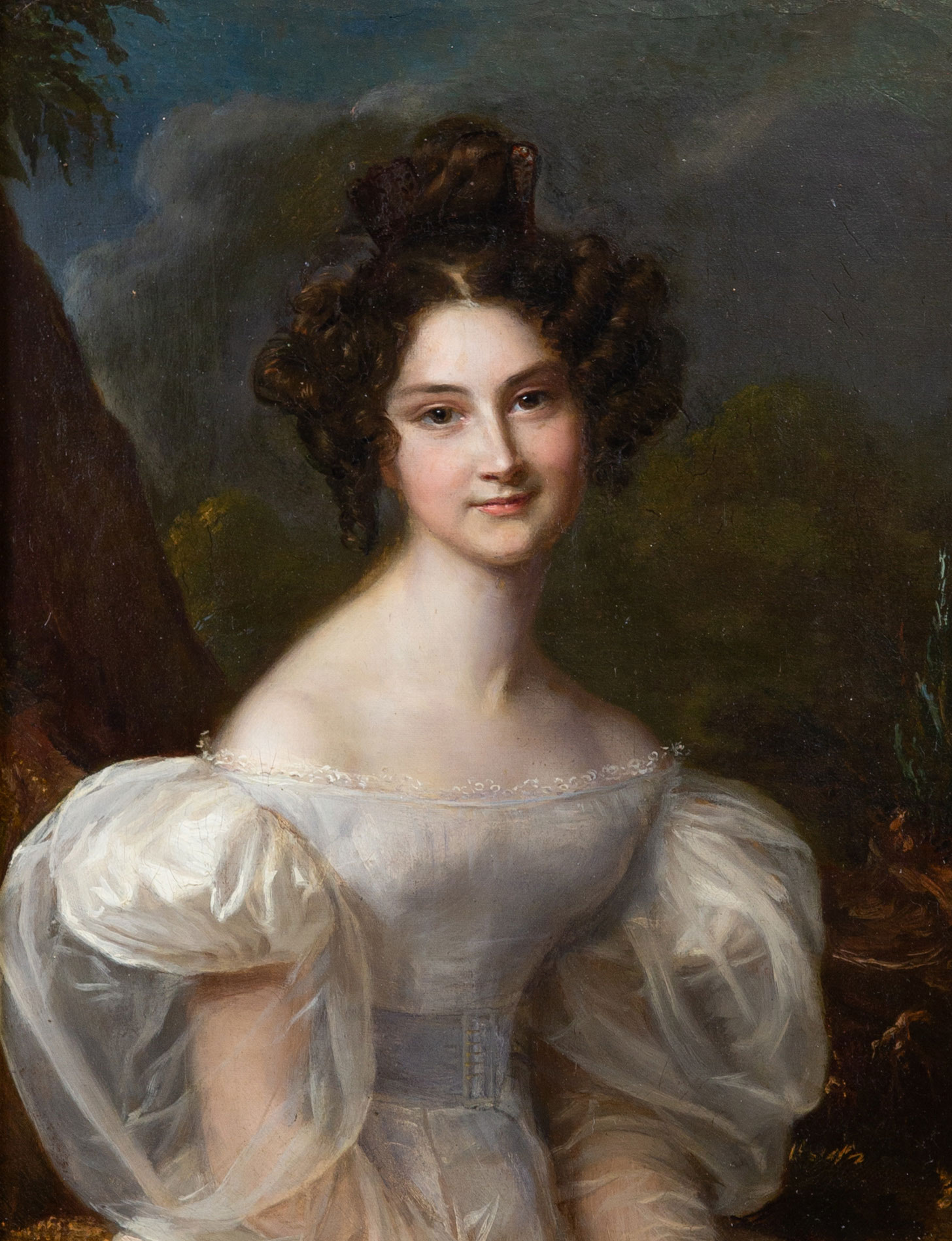vente aux enchères, Hôtel des ventes de Montpellier Portrait de dame dans un paysage, huile sur toile