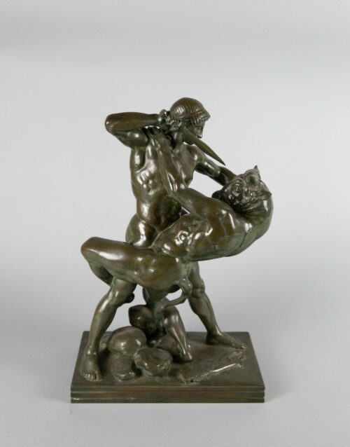 Thésée combattant le Minotaure, fonte vers 1920 éditée par Barbedienne, bronze à patine brune