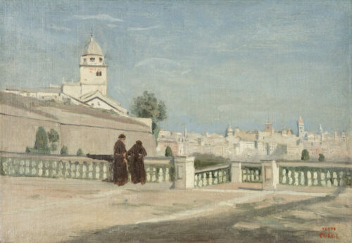 Deux moines sur la terrasse du Palais Doria à Gênes, juin 1834, huile sur toile